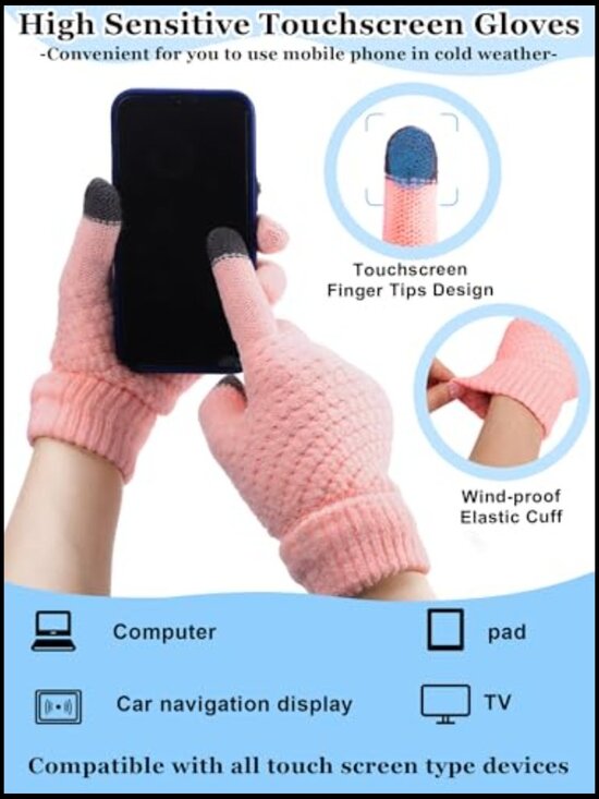 20 Piece Winter Hat Scarf Gloves Socks Set Knit Beanie Touchscreen Gloves main image 4